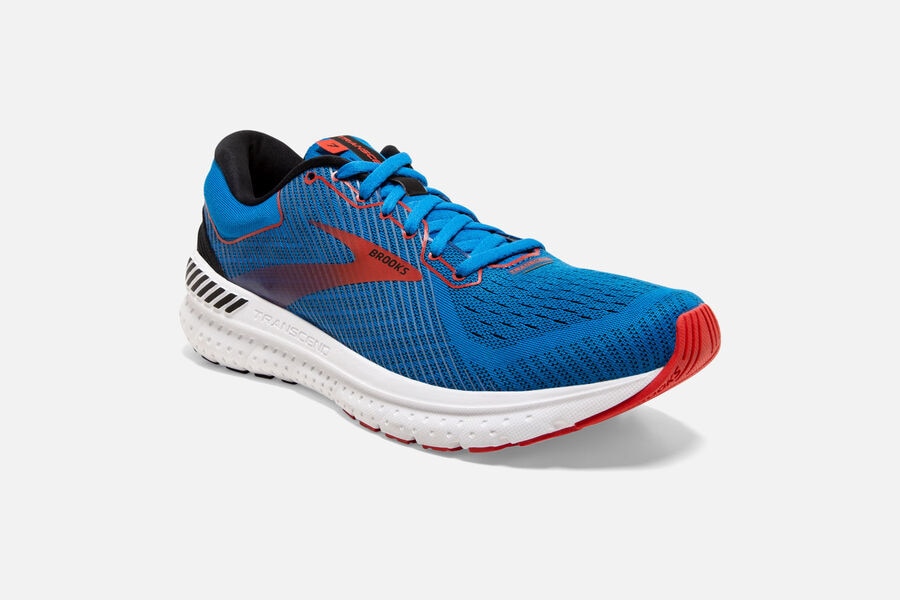 Transcend 7 Road Brooks Running Shoes NZ Mens - Blue/Red - MLDKZE-380